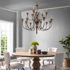 Modway Nobility Pendant Light Ceiling Candelabra Chandelier - Black-Antique Rust-Colored Metal Arms