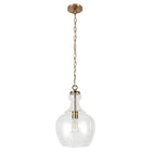 Hudson&Canal - Suspension Verona de 28 cm de large avec abat-jour en verre, - Laiton/Transparent-Design moderne du milieu du siècle pour votre entrée, votre foyer ou votre cuisine