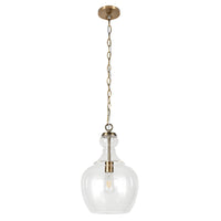 Hudson&Canal - Suspension Verona de 28 cm de large avec abat-jour en verre, - Laiton/Transparent-Design moderne du milieu du siècle pour votre entrée, votre foyer ou votre cuisine