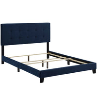 Modway Amira Performance Velvet Full Bed - Midnight Blue-Bed Frame With Headboard