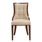 Manhattan Comfort - Lot de 2 chaises de salle à manger traditionnelles Fifth Avenue 18,5 po en similicuir crème et noyer-Caractéristiques Fines Coutures Rectangulaires en Peluche