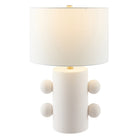 Hudson&Canal - Lampe de table Jurrah 50 cm de haut, petite, en céramique, avec abat-jour en tissu - Blanc mat/blanc-Associé à un abat-jour en tissu tambour blanc
