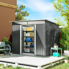 Outsunny Garden Storage Shed with Skylight - 9' x 6.5' - Dark Grey-Its robust, galvanized steel construction ensures durability
