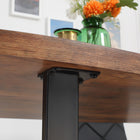 HOMCOM - Table à manger avec plateau à bords ondulés et pieds en acier pour cuisine - brun rustique-Couleurs : Marron rustique, Noir 