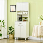 HOMCOM 71" H Kitchen Pantry Cabinet, Buffet Hutch, and Microwave Stand - White-Suitable for your kitchen, dining room, and living room 
