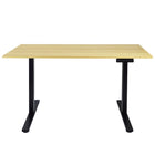 Ezywork Dual Motor 55" Long Electric Height Adjustable Standing Desk - 55" x 24" - Black Frame / Bright Wood Table Top-Whole piece table top 55" x 24" (140cm x 60cm) 