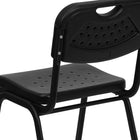 Flash Furniture - Chaise empilable en plastique noir de la série HERCULES, capacité de 880 lb avec dossier ouvert et cadre noir-Garantie à vie limitée sur le cadre