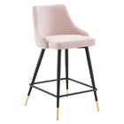 Modway Adorn Performance Velvet Counter Stool - Pink - Set of 2-Black Tapered Legs
