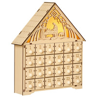 HOMCOM - Calendrier de l'avent de Noël - décoration de table de Noël en bois-Design 2 en 1, calendrier de l'avent de Noël et décoration de Noël 