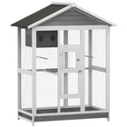 PawHut 65" H Large Wooden Bird Cage with Standing Pole Nest and Slide-out Tray - Grey-Bird cage suitable finches 