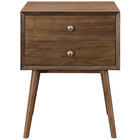 Modway Dispatch Nightstand - Walnut-Polished Metal Drawer Knobs