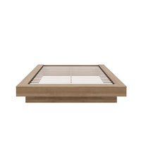 Nexera - Lit Plateforme Queen Marconi en chêne brun-Conception épurée et minimaliste : lit plateforme en chêne naturel moderne fabriqué en bois d'ingénierie de haute-qualité