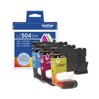 Brother Genuine LC504 3-Piece Ink Cartridge Set - Standard Yield - Cyan - Magenta - Yellow-Standard yield ink cartridge 3-pack: One each of cyan, magenta, and yellow, each cartridge prints up to 500 pages