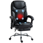 Vinsetto PU Leather Heated Massage Office Chair with Vibration - Black-Six vibration massage points with three modes, three intensities, a timer, and three-level lumbar heating to relax your body