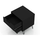 Manhattan Comfort Rockefeller 20.08" Mid-Century Modern 2-Drawer Nightstand - Black-Fashionable Wire Splayed Legs Made of Metal for Extra Durability