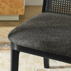 Modway Monarch Wood and Rattan Dining Side Chair - Black/Grey-Non-Marking Floor Glides