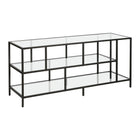 Hudson&Canal - Meuble TV Winthrop avec étagères en verre pour téléviseurs jusqu'à 60 pouces - Bronze noirci-Comprend 2 étagères pour un grand rangement