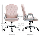Vinsetto Adjustable Home Office Chair with Tilt Function - Pink-Mid back, padded armrests and foam padding for support and comfort