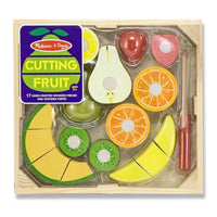 Melissa & Doug - Ensemble de fruits à découper - Aliments en bois pour enfants -Les pièces se rangent dans une jolie caisse en bois