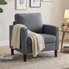 HOMCOM Linen-Feel Fabric Accent Chair with Armrests - Thick Padded Seat for Living Room - Dark Grey-Features a thick 5.5" seat cushion, providing essential support for relaxation 
