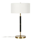 Hudson&Canal - Lampe de table Simone 25" de hauteur, 2 lumières, avec abat-jour en tissu - Noir/laiton/blanc-Associé à un abat-jour en tissu tambour blanc
