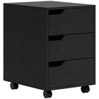 HOMCOM 3-Drawer Filing Cabinet with Wheels, Mobile - Black-3 drawers with cut-out handles on metal sliding rails for organized storage
