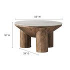 Modway - Ellison Rond de 33 po Bois Table basse avec dessus en marbre - Noyer-Plateau de table en marbre authentique