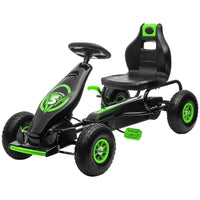Aosom - Go-kart à pédales avec siège réglable, roues en caoutchouc et amortisseur - vert-Roues en caoutchouc gonflables avec système de suspension 