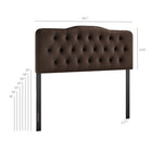 Modway Annabel Stain-Resistant Performance Velvet King Headboard - Chocolate Brown-Diamond Button Tufting