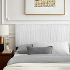 Modway Peyton Performance Velvet Queen Platform Bed with Wood Legs and Gold Metal Sleeves - White-Wood Legs With Gold Metal Sleeves and Non-Marking Caps