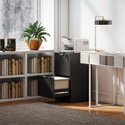 HOMCOM 2-Drawer Fluted Vertical Letter/A4 Filing Cabinet with Lock - Black-Silent drawer glides for a peaceful workspace
