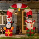 Outsunny 9' Lit Inflatable Candy Archway with Snowman Christmas Decoration-White LED lights create a good, magical, eye-catching effect 