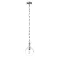 Hudson&Canal - Suspension Verona de 18 cm de large avec abat-jour en verre, Hudson&Canal, nickel brossé/transparent-Design moderne du milieu du siècle pour votre entrée, votre foyer ou votre cuisine
