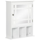Kleankin Wall Mount Bathroom Mirror Cabinet with Three Shelves - White-Wall-mounted design takes up little space