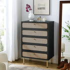 Modway Chaucer 5-Drawer Chest - Black-Spacious Full-Glide Drawers
