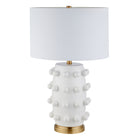 Hudson&Canal - Lampe de table en céramique Farrington de 66 cm de haut avec abat-jour en tissu - Blanc mat/blanc-Design moderne pour votre salon, votre espace de travail ou votre table de chevet