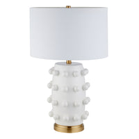 Hudson&Canal - Lampe de table en céramique Farrington de 66 cm de haut avec abat-jour en tissu - Blanc mat/blanc-Design moderne pour votre salon, votre espace de travail ou votre table de chevet