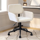 Homy Casa Modern Adjustable Office Chair Beige Chenille Fabric with Black Base-360-Degree Swivel: Enjoy full mobility and easy access to different areas of your workspace with the smooth 360-degree swivel function