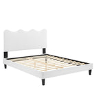Modway Current Performance Velours Lit Plateforme Twin Avec Pieds en Bois Noir - Blanc-Lit à plateforme jumelle