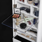 HOMCOM Mirror Jewelry Cabinet - 12.5" L x 5.3" W x 51.2" H - White-Inside with folding acrylic panel, the cosmetics can be placed on it when the panel is down 