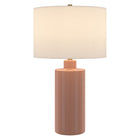 Hudson&Canal - Lampe de table Selina en céramique de 63 cm de haut avec abat-jour en tissu - Rose poudré/blanc-Associé à un abat-jour en tissu tambour blanc