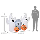 HOMCOM - Fantômes gonflables d'Halloween de 4ft avec pierre tombale et citrouille décor - Blanc-L'air peut être drainé pour un rangement facile 