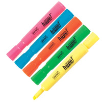 Staples - Tank-Style Surligneurs - Pointe biseautée - Couleurs variées - Paquet de 5-Pointe biseautée conçue pour surligner avec des traits minces ou larges