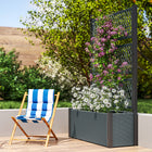 Outsunny Wicker Outdoor Planter with Trellis - Dark Grey-Handwoven wicker adds sophistication to your garden