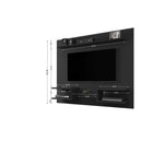 Manhattan Comfort Plaza 64.25" Modern Floating Entertainment Center - Black-Features 1 Overhead Décor Display Shelf and 2 Open Media Shelves with Glass Décor Shelf Divider