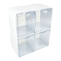 Deflecto Tilt Bin Interlocking Storage Organizer - White - 4 Pack-Perfect for organizing and grouping small supplies