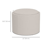 HOMCOM Round Tray Top Coffee Table with Storage and Upholstery - Cream White-Can be used as a coffee table, side table, footstool or storage box