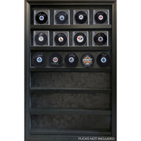 Frameworth Hockey Puck Display Frame - Holds 30 Pucks - 21" W x 33" H-Premium wooden display frame with six individual shelves holding up to 30 hockey pucks