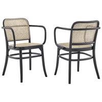 Modway Winona Wood Dining Chair - Black - 2 Pack-Modern Farmhouse Dining Chair Set