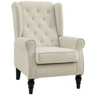 HOMCOM Fabric Accent Chair with Wood Legs - Rolled Arms for Bedroom - White-Great for living room, bedroom, office, meeting room and more
